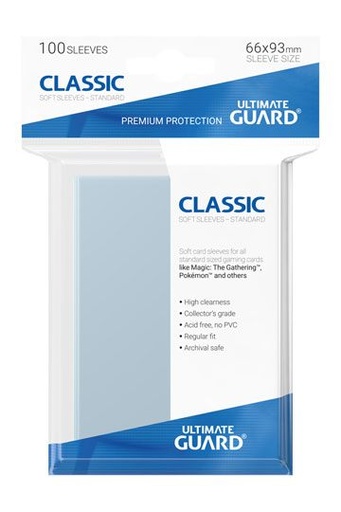 [UGD010001] Ultimate Guard Classic Soft Sleeves Fundas de Cartas Tamaño Estándar Transparente (100)