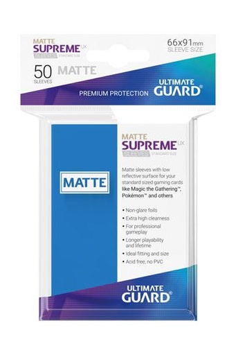 [UGD010819] Ultimate Guard Supreme UX Sleeves Fundas de Cartas Tamaño Estándar Azul Real Mate (50)